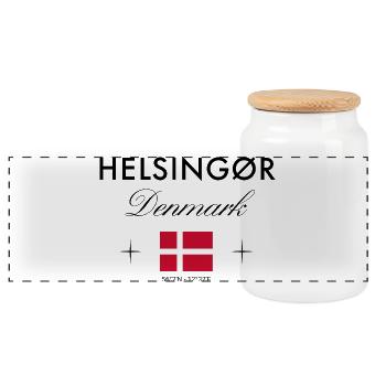 Helsingør Dänemark Koordinaten Reise Souvenir - Panorama Keksdose mit Holzdeckel - Weiß - Vorne