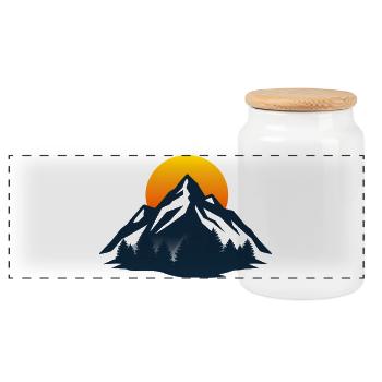 Sunset Mountain Silhouette - Panoramic Cookie Jar with Wooden Lid - white - Front