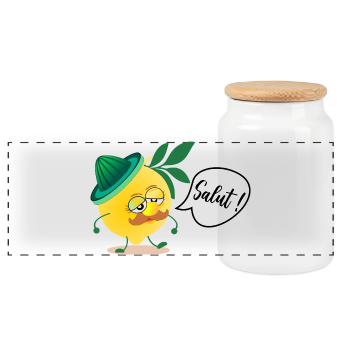 Citron Moustache Papa - Boîte à biscuits avec couvercle en bois - blanc - Devant