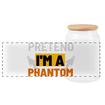 Pretend I'm a Phantom Graphic - Panoramic Cookie Jar with Wooden Lid - white - Front