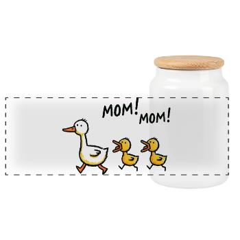Duck Chick Mom Funny Mother's Day Gift - Panoramic Cookie Jar with Wooden Lid - white - Front