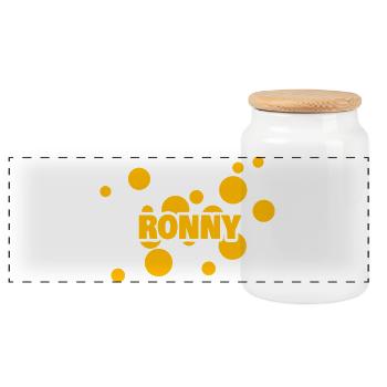 Ronny als Vorname - Panorama Keksdose mit Holzdeckel - Weiß - Vorne
