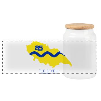 Carte Île d'Yeu en jaune  - Boîte à biscuits avec couvercle en bois - blanc - Devant