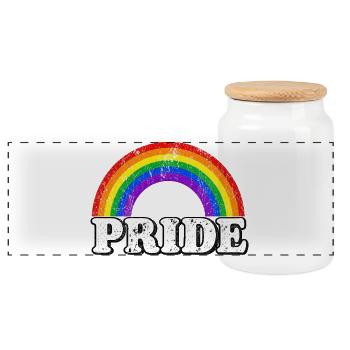 Pride Regenbogen Vintage Statement LGBTQ Fans - Panorama Keksdose mit Holzdeckel - Weiß - Vorne