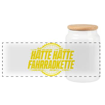 Hätte Hätte Fahrradkette - Lustiges Fahrrad Shirt - Panorama Keksdose mit Holzdeckel - Weiß - Vorne