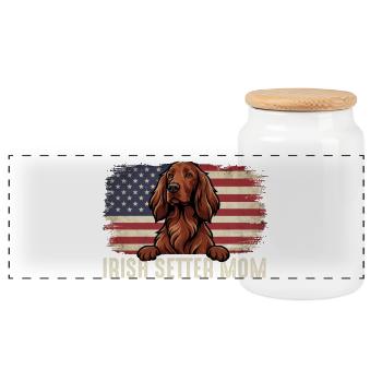 Maman setter irlandais - Propriétaire de chien setter rouge chien oiseau - Boîte à biscuits avec couvercle en bois - blanc - Devant