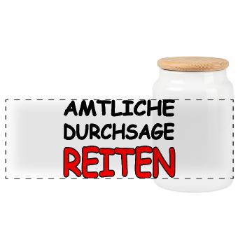 Reiten - Panorama Keksdose mit Holzdeckel - Weiß - Vorne
