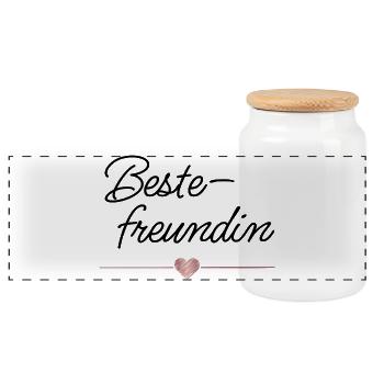 Beste Freundin Herz Geschenk Freundschaft - Panorama Keksdose mit Holzdeckel - Weiß - Vorne