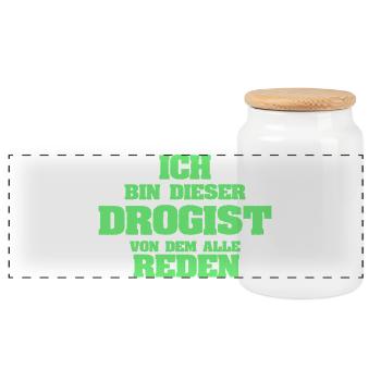 Geschenk für Drogist - Panorama Keksdose mit Holzdeckel - Weiß - Vorne