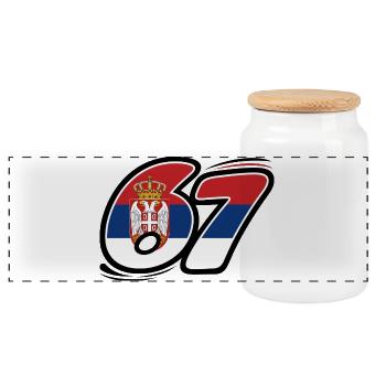 67 Serbia Edition - Panoramic Cookie Jar with Wooden Lid - white - Front