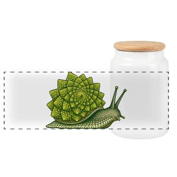 Romanesco-Schnecke - Panorama Keksdose mit Holzdeckel - Weiß - Vorne