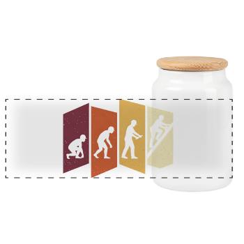 Dachdecker Evolution Retro Handwerk Beruf Spruch - Panorama Keksdose mit Holzdeckel - Weiß - Vorne
