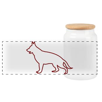 Hund Silhouette - Panorama Keksdose mit Holzdeckel - Weiß - Vorne