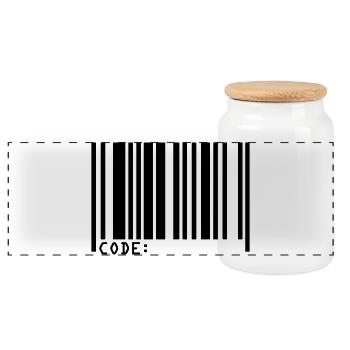 barcode - Panorama Keksdose mit Holzdeckel - Weiß - Vorne