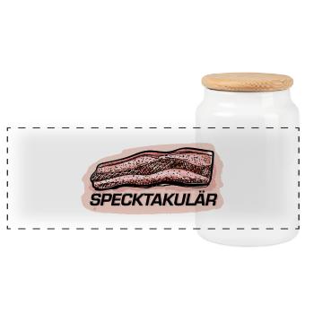 Specktakulär.  - Panorama Keksdose mit Holzdeckel - Weiß - Vorne