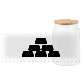 Gold bullion - Panoramic Cookie Jar with Wooden Lid - white - Front