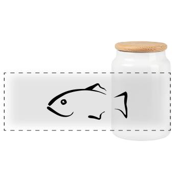 Fisch - Panorama Keksdose mit Holzdeckel - Weiß - Vorne