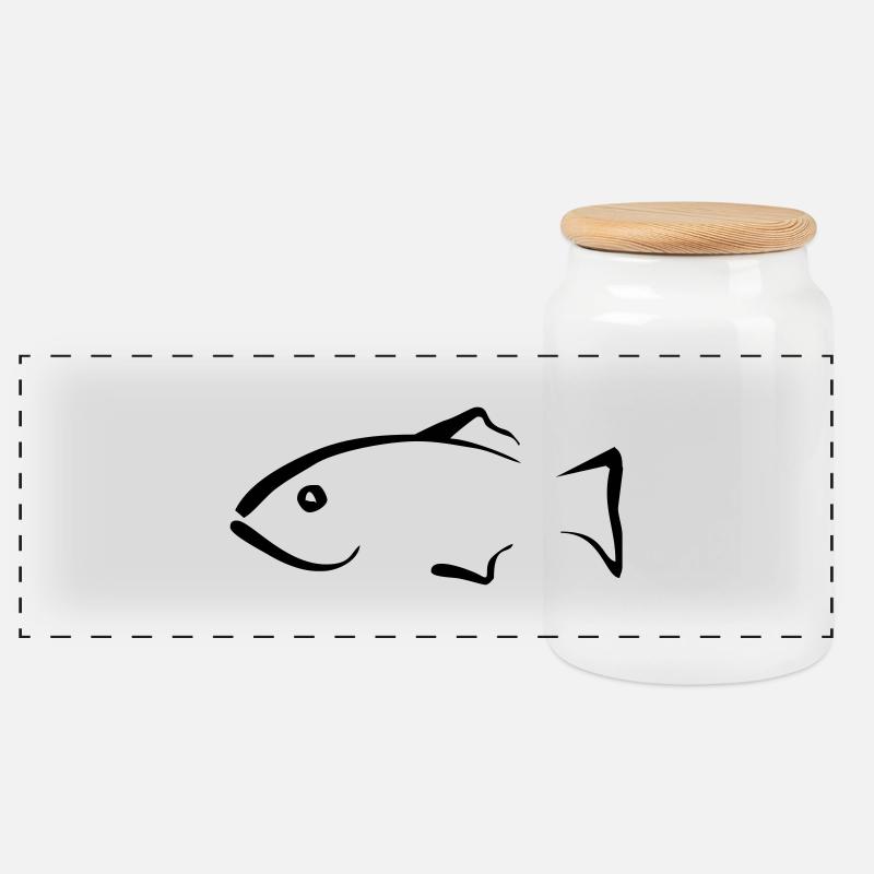 Fisch - Panorama Keksdose mit Holzdeckel - Weiß