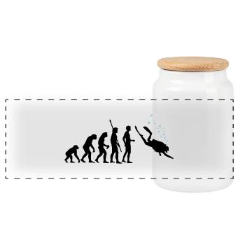 evolution_taucher_c_2c - Panorama Keksdose mit Holzdeckel - Weiß - Vorne
