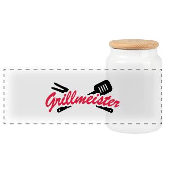 Grillmeister - Panorama Keksdose mit Holzdeckel - Weiß - Vorne