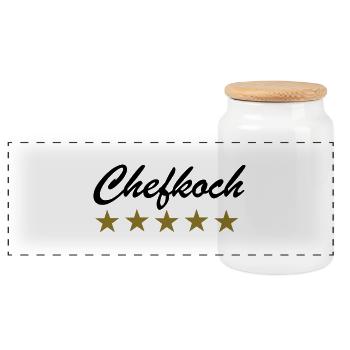 Chef - Panoramic Cookie Jar with Wooden Lid - white - Front