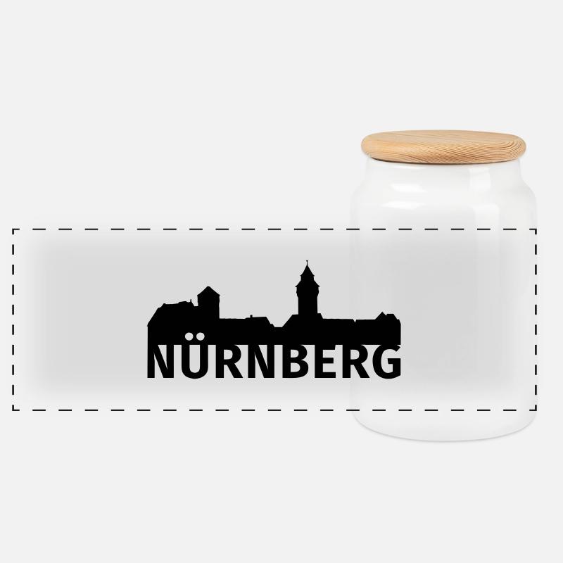 Nürnberg - Panorama Keksdose mit Holzdeckel - Weiß