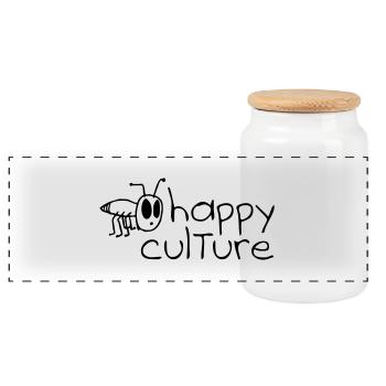 happy culture - Boîte à biscuits avec couvercle en bois - blanc - Devant