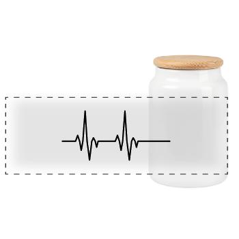 Pulse Heartbeat - Panoramic Cookie Jar with Wooden Lid - white - Front