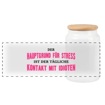 Hauptgrund für Stress - Panorama Keksdose mit Holzdeckel - Weiß - Vorne