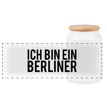 I AM A BERLINER - Panoramic Cookie Jar with Wooden Lid - white - Front