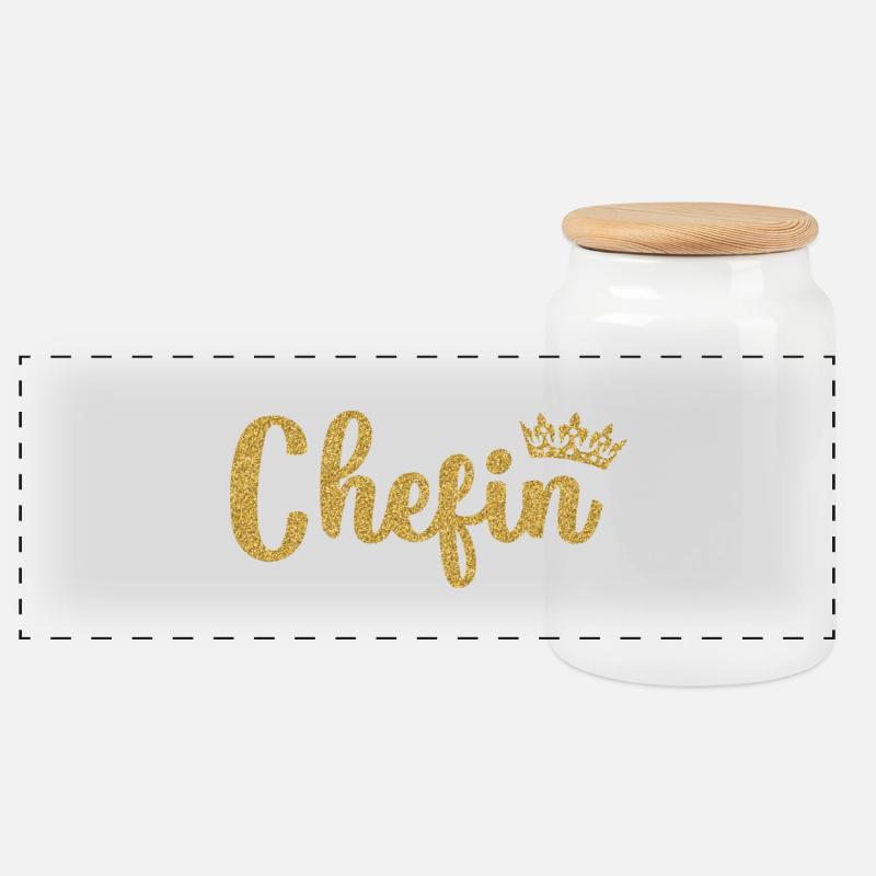 Chefin - Panorama Keksdose mit Holzdeckel - Weiß