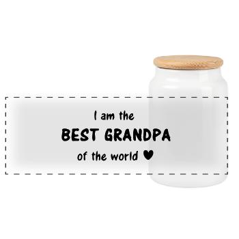 I am the best grandpa of the world - bester Opa - Panorama Keksdose mit Holzdeckel - Weiß - Vorne