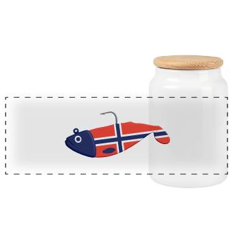 Gummifisch Big Norwegen - Panorama Keksdose mit Holzdeckel - Weiß - Vorne