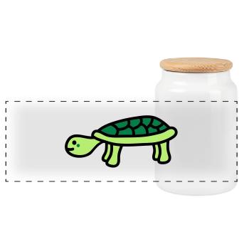 turtle - Boîte à biscuits avec couvercle en bois - blanc - Devant