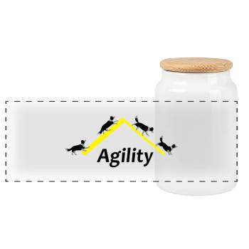 Agility 4x Border Collie - Boîte à biscuits avec couvercle en bois - blanc - Devant
