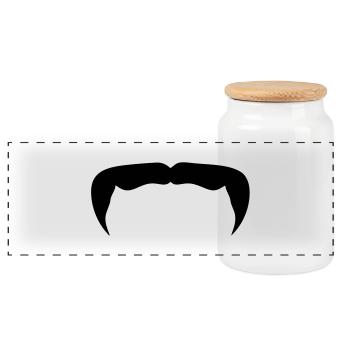 moustache mustache barbe beard12 hipster - Boîte à biscuits avec couvercle en bois - blanc - Devant