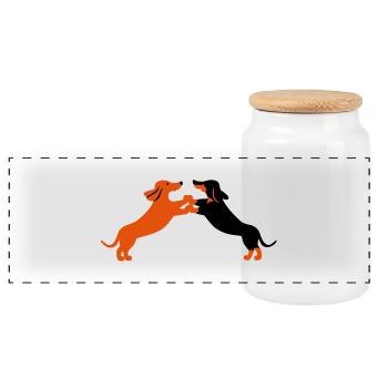 dog dancing teckel - Panorama Keksdose mit Holzdeckel - Weiß - Vorne