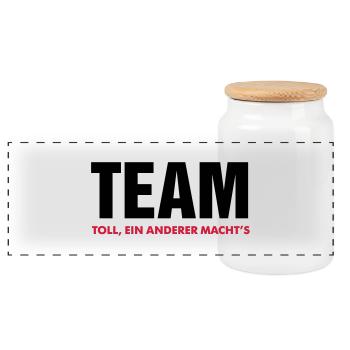 great team makes another's crew team player - Panoramic Cookie Jar with Wooden Lid - white - Front