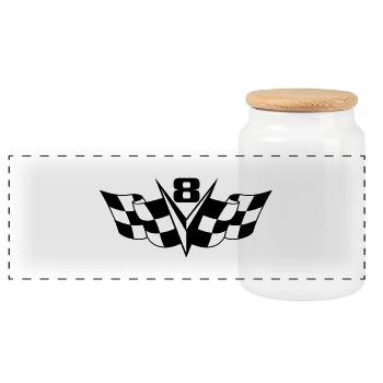 v8 Power - Boîte à biscuits avec couvercle en bois - blanc - Devant