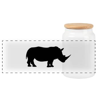 Nashorn - Panorama Keksdose mit Holzdeckel - Weiß - Vorne