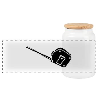 tape measure_2_g1 - Panoramic Cookie Jar with Wooden Lid - white - Front