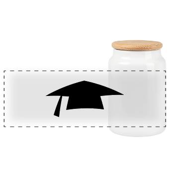 doctoral cap - Panoramic Cookie Jar with Wooden Lid - white - Front