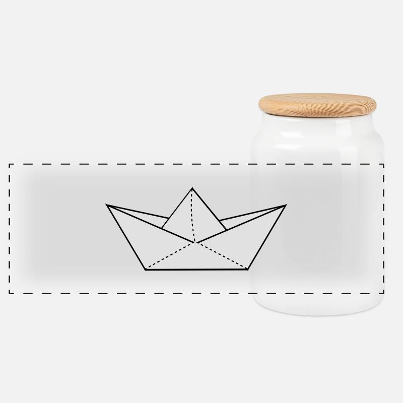 papier origami boot - Panorama Keksdose mit Holzdeckel - Weiß