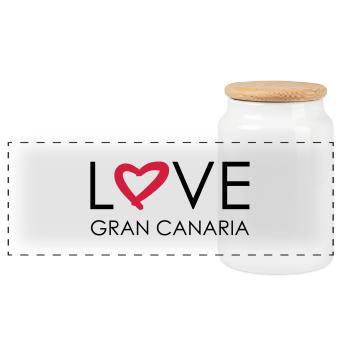 amour gran canaria - Boîte à biscuits avec couvercle en bois - blanc - Devant