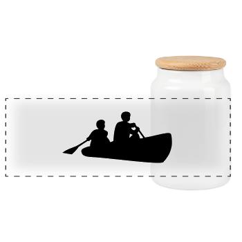 canoe canoeing - Panoramic Cookie Jar with Wooden Lid - white - Front