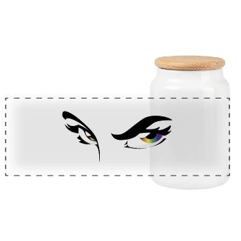 Rainbow 34w - Augen - Gesicht - face - Panorama Keksdose mit Holzdeckel - Weiß - Vorne