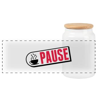 kaffee_pause_tm2 - Panorama Keksdose mit Holzdeckel - Weiß - Vorne