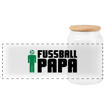 Fußball Papa - Panorama Keksdose mit Holzdeckel - Weiß - Vorne