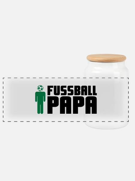 Fußball Papa - Panorama Keksdose mit Holzdeckel - Weiß