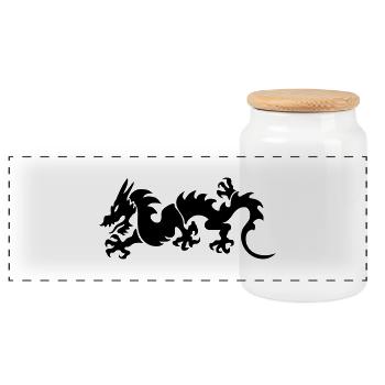 Dragon - Panoramic Cookie Jar with Wooden Lid - white - Front